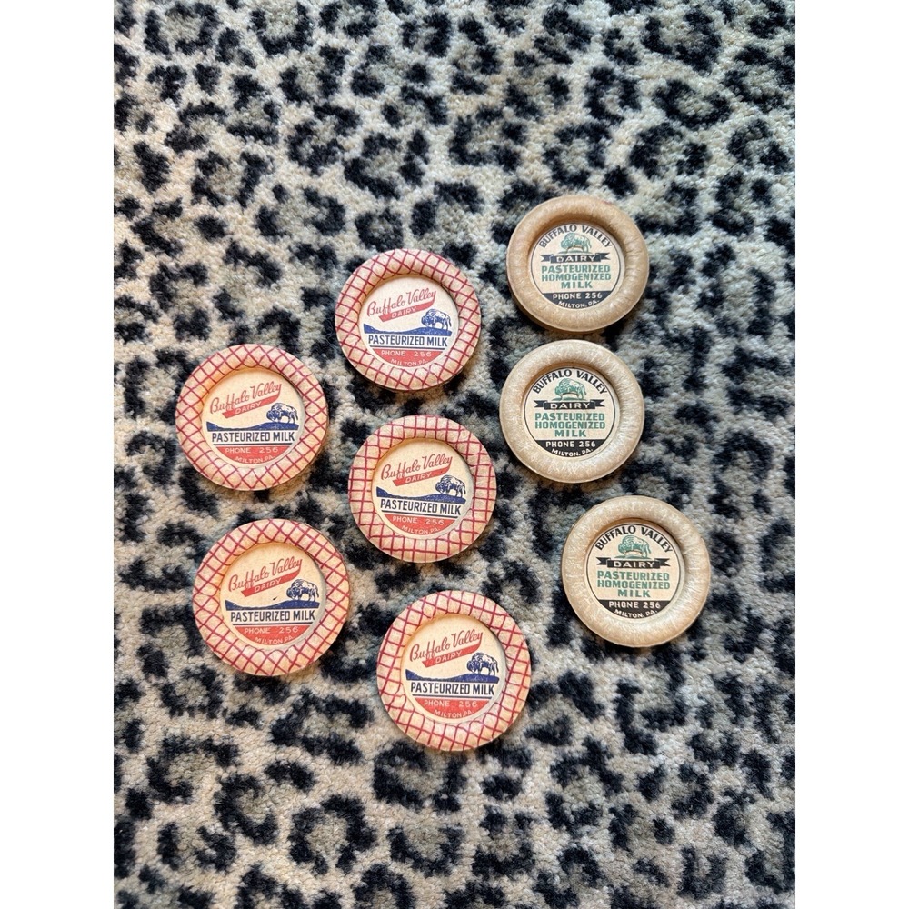 Buffalo Valley Dairy Milk Bottle Caps Lot 8 Milton PA Pasteurized Homogenized